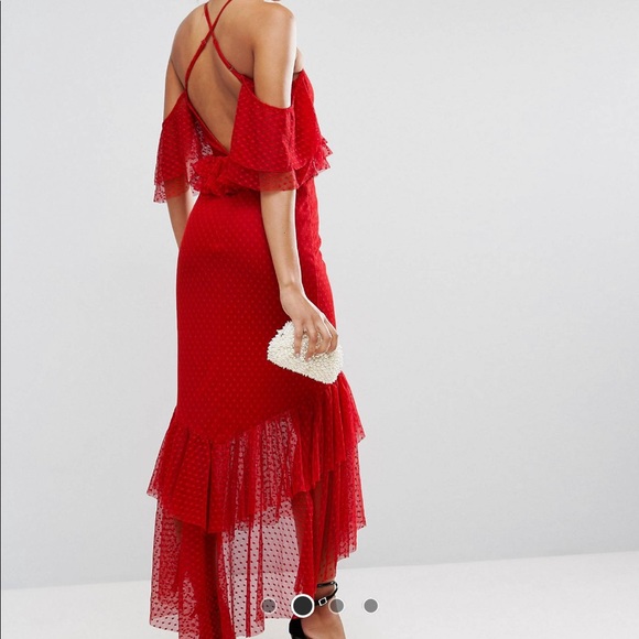 ASOS Cold Shoulder Plunge Maxi Dress - Picture 2 of 4